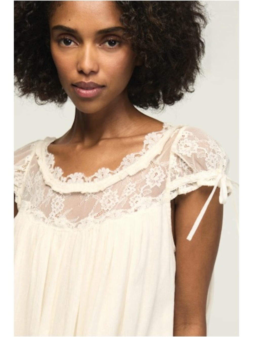 NWT Lucky Brand Lace Babydoll Mini Dress in Gardenia, Sz. L - Picture 4 of 5